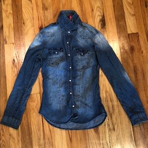 Distressed Jean Button-up top